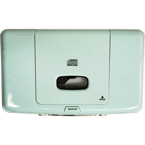 크로슬리 Crosley CR612B-AB Corsair Tabletop AM/FM Bluetooth Radio with CD Player and Dual Alarm Clock, Aqua Blue