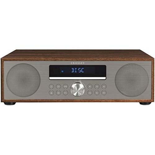 크로슬리 Crosley CR3501A-WA Fleetwood Bluetooth FM Clock Radio and CD Player, Walnut