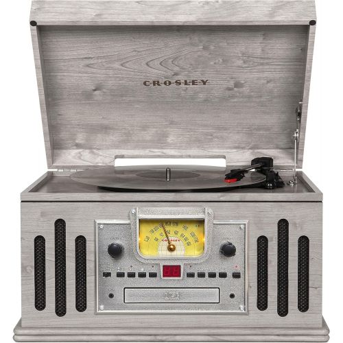 크로슬리 Crosley CR704B-GY Musician 3-Speed Turntable with Radio, CD/Cassette Player, Aux-in and Bluetooth, Gray