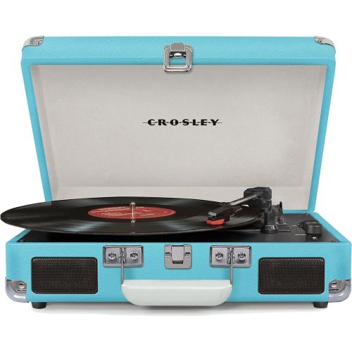 크로슬리 Visit the Crosley Store Crosley Cruiser Deluxe Vintage 3-Speed Bluetooth Suitcase Turntable, Turquoise