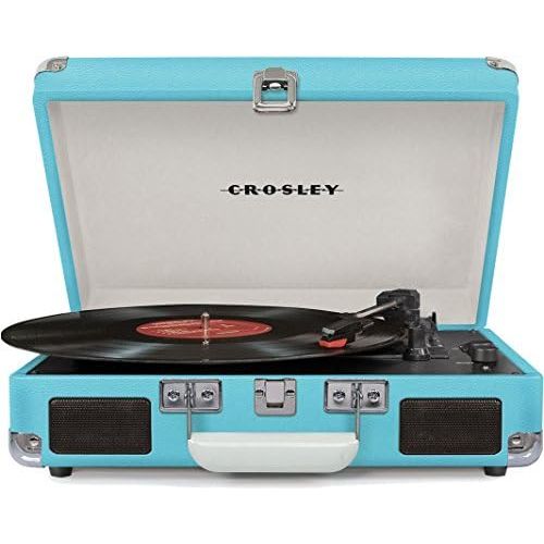크로슬리 [아마존베스트]Crosley Cruiser Deluxe Vintage 3-Speed Bluetooth Suitcase Turntable, Blue