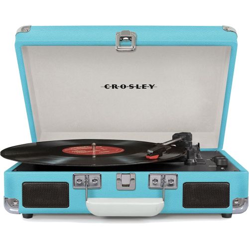 크로슬리 [아마존베스트]Crosley Cruiser Deluxe Vintage 3-Speed Bluetooth Suitcase Turntable, Blue