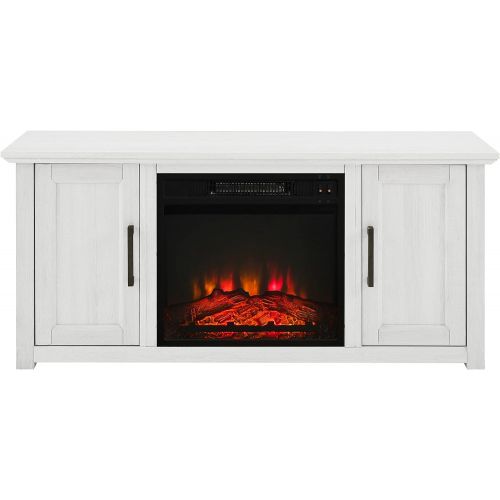 크로슬리 Crosley Furniture KF100548WW Camden 48-inch Low Profile TV Stand with Electric Fireplace, Whitewash