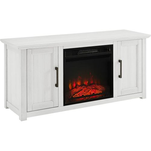 크로슬리 Crosley Furniture KF100548WW Camden 48-inch Low Profile TV Stand with Electric Fireplace, Whitewash