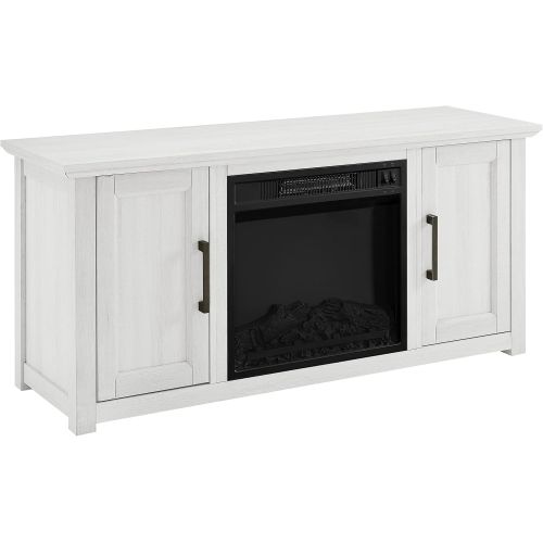 크로슬리 Crosley Furniture KF100548WW Camden 48-inch Low Profile TV Stand with Electric Fireplace, Whitewash