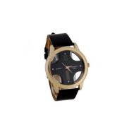 Cross Shaped Round Dial PU Leather Wrist Watch