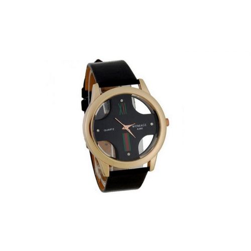  Cross Shaped Round Dial PU Leather Wrist Watch