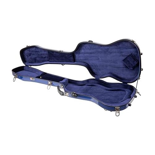  Crossrock Deluxe Fiberglass Case for Jazz Bass Style Guitars with TSA Lock-Navy Blue (CRF2020JBNVBL)