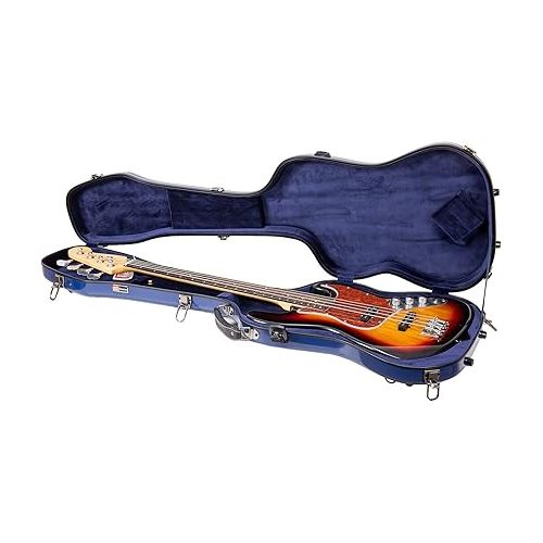  Crossrock Deluxe Fiberglass Case for Jazz Bass Style Guitars with TSA Lock-Navy Blue (CRF2020JBNVBL)