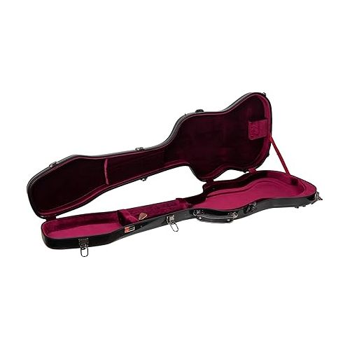  Crossrock Fiberglass Case fits for Jazz Bass Style Guitars with Removable Shoulder Straps-Black(CRF2021JBBK)