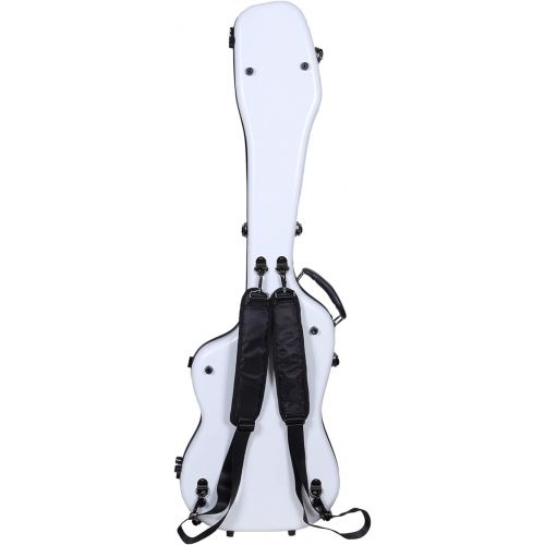  Crossrock Fiberglass Case fits Jazz Bass Style Guitars-White (CRF2020JBWT)