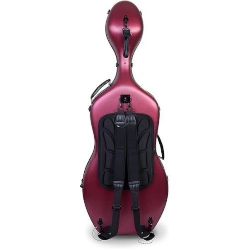  Crossrock Poly Carbon Composite Case fits for 4/4 Size Cello with Backpack and Wheels in Red(CRF102CEFRDHT) (CRF1020CEFRDHT)