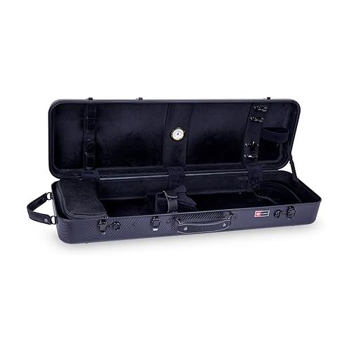  Crossrock Poly Carbon fits 4/4 Violins, Anti-Scratch Oblong Flight Case in Black(CRF4020OVBK)