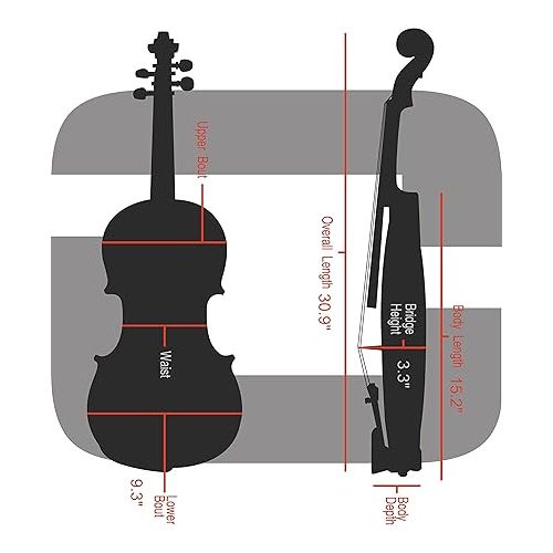  Crossrock Poly Carbon fits 4/4 Violins, Anti-Scratch Oblong Flight Case in Black(CRF4020OVBK)