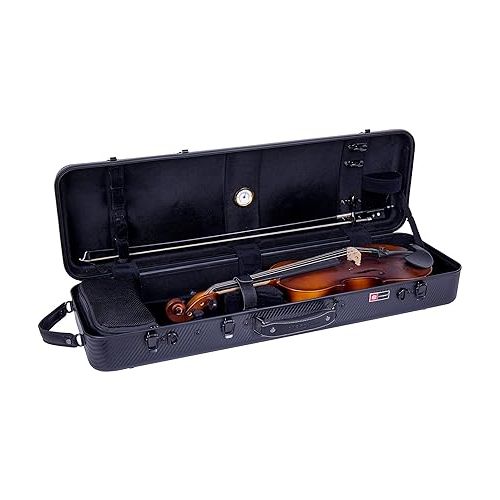  Crossrock Poly Carbon fits 4/4 Violins, Anti-Scratch Oblong Flight Case in Black(CRF4020OVBK)