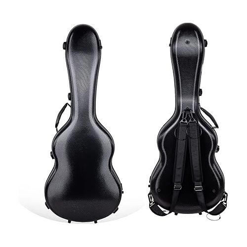  Crossrock Poly Carbon fits 4/4 Classical Guitars, Anti-Scratch Flight Case in Black(CRF4020CBK)