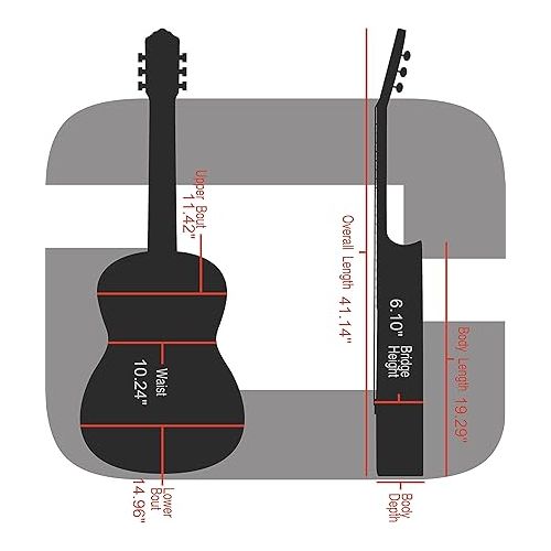  Crossrock Poly Carbon fits 4/4 Classical Guitars, Anti-Scratch Flight Case in Black(CRF4020CBK)