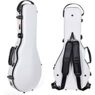 Crossrock Fiberglass Mandolin Case-Fits Both A & F Styles Straps, Accessory Compartment, Fixed & Removable Padding-Includes TSA Lock-White