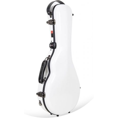  Crossrock Fiberglass Mandolin Case-Fits Both A & F Styles Straps, Accessory Compartment, Fixed & Removable Padding-Includes TSA Lock-White