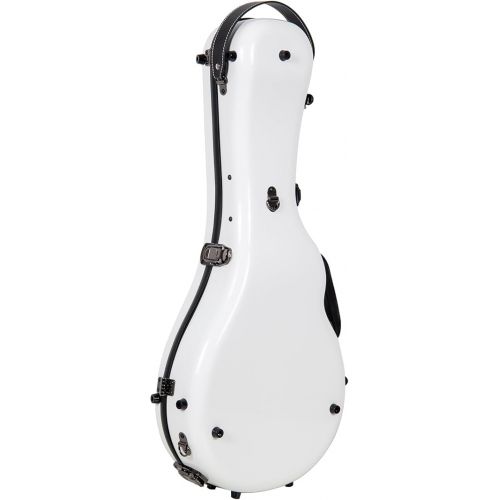  Crossrock Fiberglass Mandolin Case-Fits Both A & F Styles Straps, Accessory Compartment, Fixed & Removable Padding-Includes TSA Lock-White