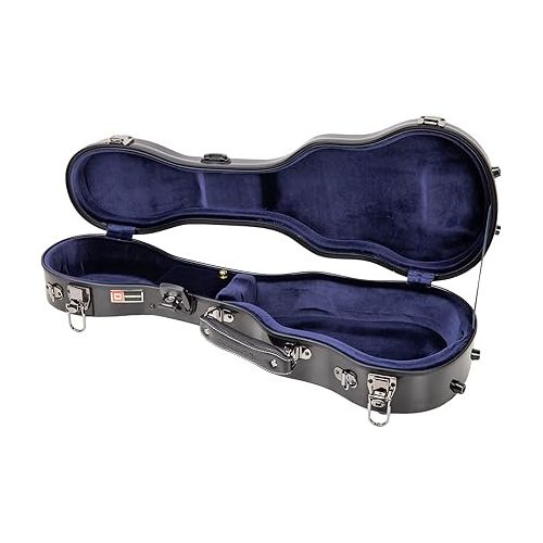  Crossrock Deluxe Fiberglass Case for Soprano Ukulele with TSA Lock-Black (CRF2020SUBK)