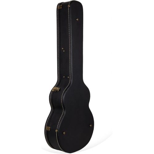  Crossrock Wooden Case-Fits Acoustic Bass Guitar-Vintage Hardware, Sponge Lining, Metal Feet, Storage Space-Black (CRW520ABBK)