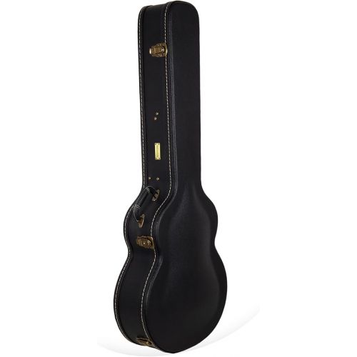  Crossrock Wooden Case-Fits Acoustic Bass Guitar-Vintage Hardware, Sponge Lining, Metal Feet, Storage Space-Black (CRW520ABBK)