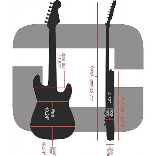  Crossrock Fiberglass Case for 335 Style 6 Strings Semi-Hollow & Hollowbody Electric Guitars with TSA Lock-Black (CRF2020SABK)