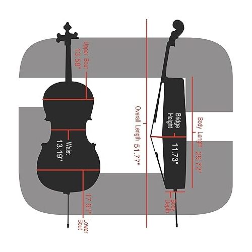  Crossrock Poly Carbon Composite Case fits for 4/4 Size Cello with Backpack and Wheels in Champagne(CRF102CEFCHHT) (CRF1020CEFCHHT)