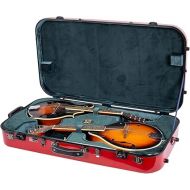 Crossrock Fiberglass Double Case with TSA Lock for Two A/F Style Mandolins-Red (CRF2020DMRD)