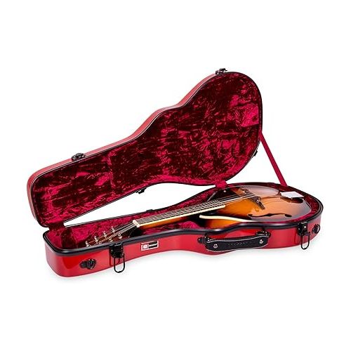  Crossrock Fiberglass Mandolin Case fits for Both A&F Style, Red(CRF1020MAFRD)