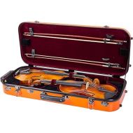 Crossrock Fiberglass Double Case fits Two 4/4 Full-Size Violins-Includes TSA Lock, Protective Blanket, Hygrometer, Removable Shoulder Straps-Orange (CRF2020DVOR)