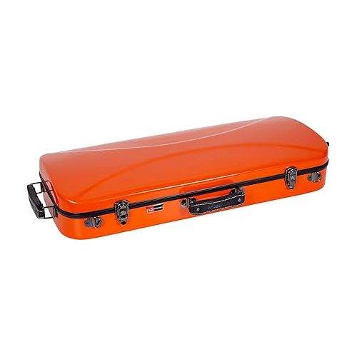  Crossrock Fiberglass Double Case fits Two 4/4 Full-Size Violins-Includes TSA Lock, Protective Blanket, Hygrometer, Removable Shoulder Straps-Orange (CRF2020DVOR)