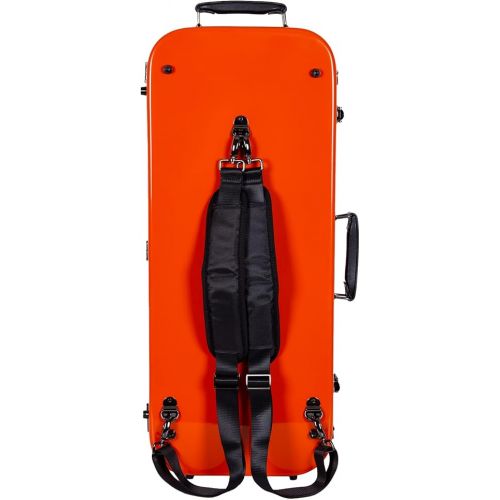  Crossrock Fiberglass Double Case fits Two 4/4 Full-Size Violins-Includes TSA Lock, Protective Blanket, Hygrometer, Removable Shoulder Straps-Orange (CRF2020DVOR)