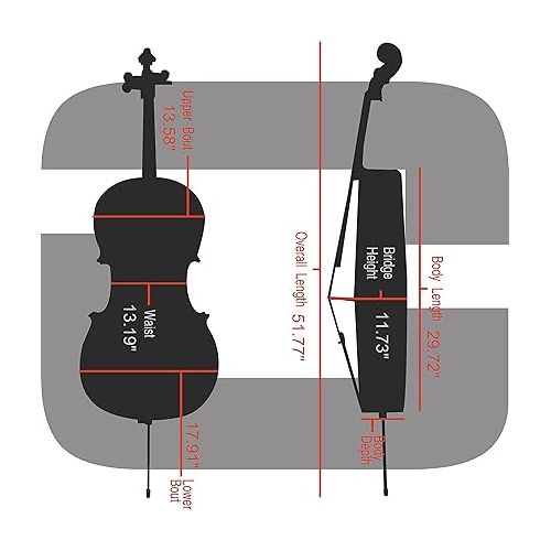  Crossrock Poly Carbon Composite Case fits for 4/4 Size Cello with Backpack and Wheels in Silver(CRF102CEFSLHT) (CRF1020CEFSLHT)