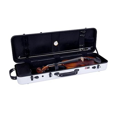  Crossrock Poly Carbon fits 4/4 Violins, Anti-Scratch Oblong Flight Case in White(CRF4020OVWT)