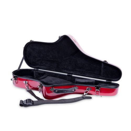  Crossrock Tenor Saxophone Case-Fiberglass Hardshell with Backpack Straps in Red