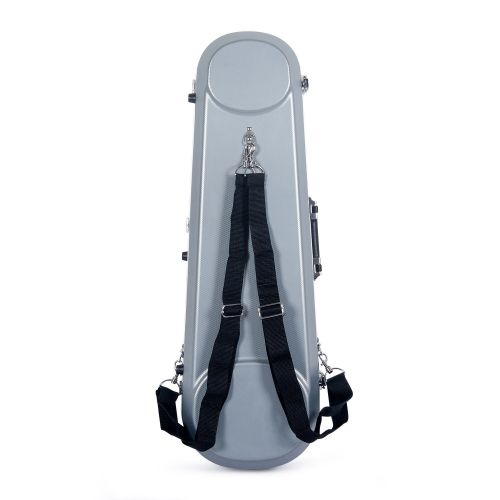  Crossrock ABS Molded Oblong Violin Case-Backpack Style in Silver (CRA900VFSL)