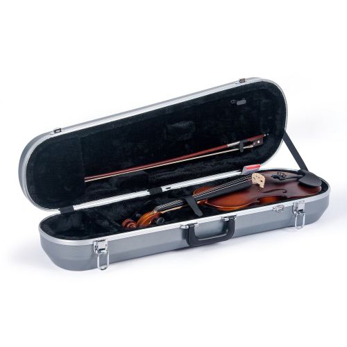  Crossrock ABS Molded Oblong Violin Case-Backpack Style in Silver (CRA900VFSL)