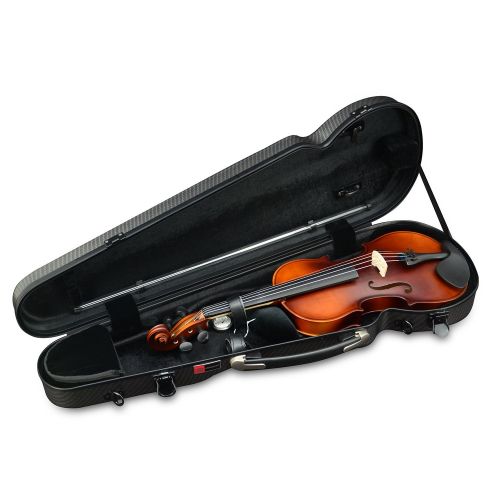  Crossrock CRF3000SVFHTBK Shaped Hardshell Violin Case, 4/4 Full Size, High Tech Composite Exterior