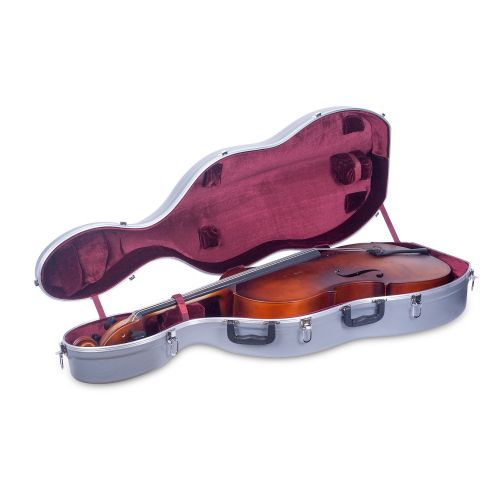  Crossrock CRA860CEFSL ABS Molded Cello Case with Wheels in Silver- For Both 4/4 Size and 3/4 Size