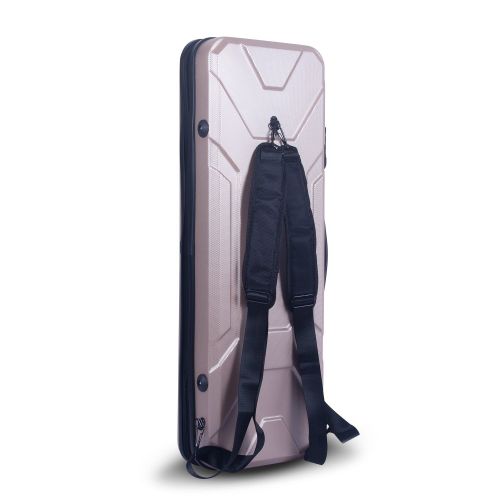  Crossrock CRA400VFCH 4/4 Full Size Violin Case, Zippered ABS Molded Backpack Style in Champagne