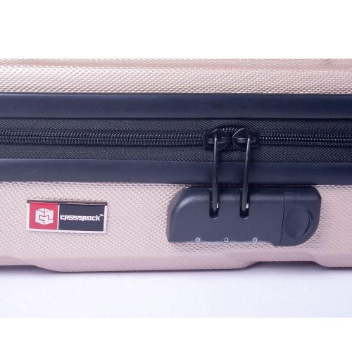  Crossrock CRA400VFCH 4/4 Full Size Violin Case, Zippered ABS Molded Backpack Style in Champagne