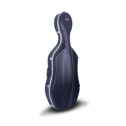  Crossrock ABS Molded Cello Case with Wheels in Black- For Both 4/4 Full Size and 3/4 Size