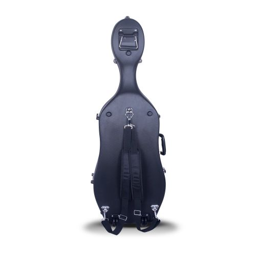  Crossrock ABS Molded Cello Case with Wheels in Black- For Both 4/4 Full Size and 3/4 Size