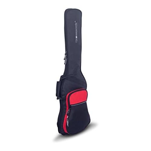  Crossrock Bass Guitar Bag with 10mm Padded Backpack Straps, Black Red