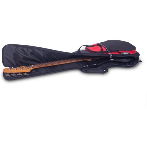  Crossrock Bass Guitar Bag with 10mm Padded Backpack Straps, Black Red