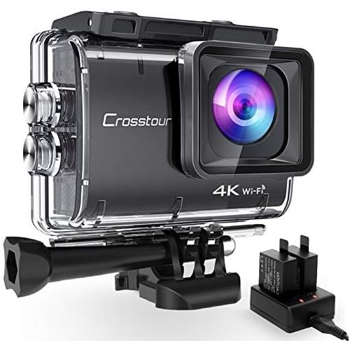  [아마존 핫딜]  [아마존핫딜]Crosstour CT9500 Echte 4K Action Cam Unterwasserkamera (4K 20MP WiFi Unterwasser 40M Wasserdicht Anti-Shake Helmkamera 2 1350mAh Akkus)