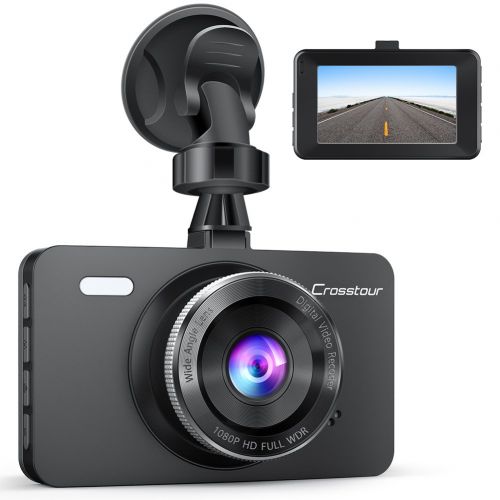  Dash Cam, Crosstour 1080P Car DVR Dashboard Camera Full HD with 3 LCD Screen 170°Wide Angle, WDR, G-Sensor, Loop Recording and Motion Detection (CR300)