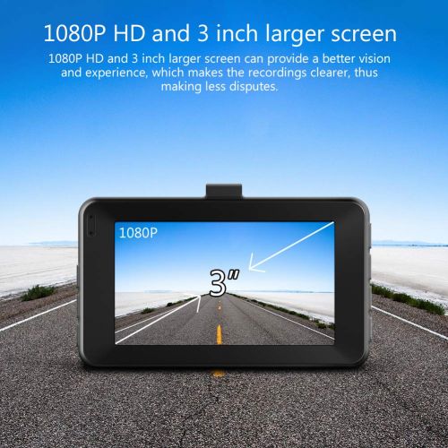  Dash Cam, Crosstour 1080P Car DVR Dashboard Camera Full HD with 3 LCD Screen 170°Wide Angle, WDR, G-Sensor, Loop Recording and Motion Detection (CR300)